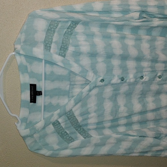 Lane Bryant ballon sleeves see through lace stripes shirt 18-20 - Picture 2 of 7